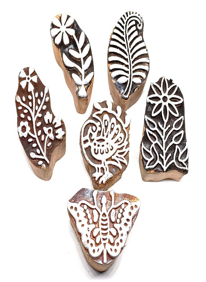 MasterLock Wooden Printing Blocks Butterfly Peacock flower Petal Printing Blocks - Image 1